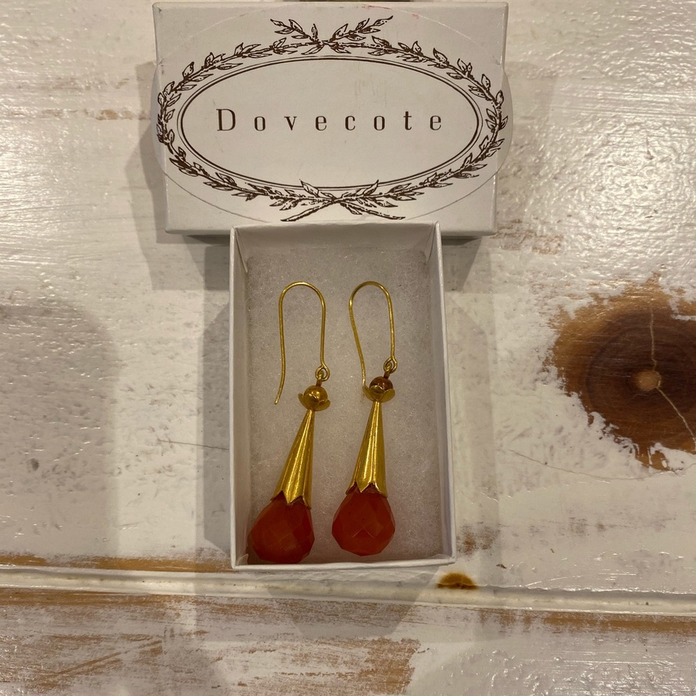 🍀 NWOT Faceted Carnelian Drop Earrings
